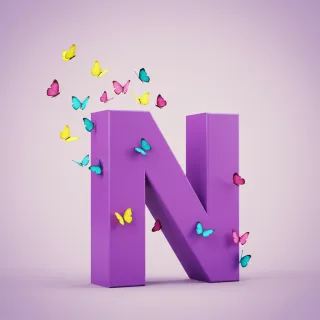 Colorful butterflies — litera N