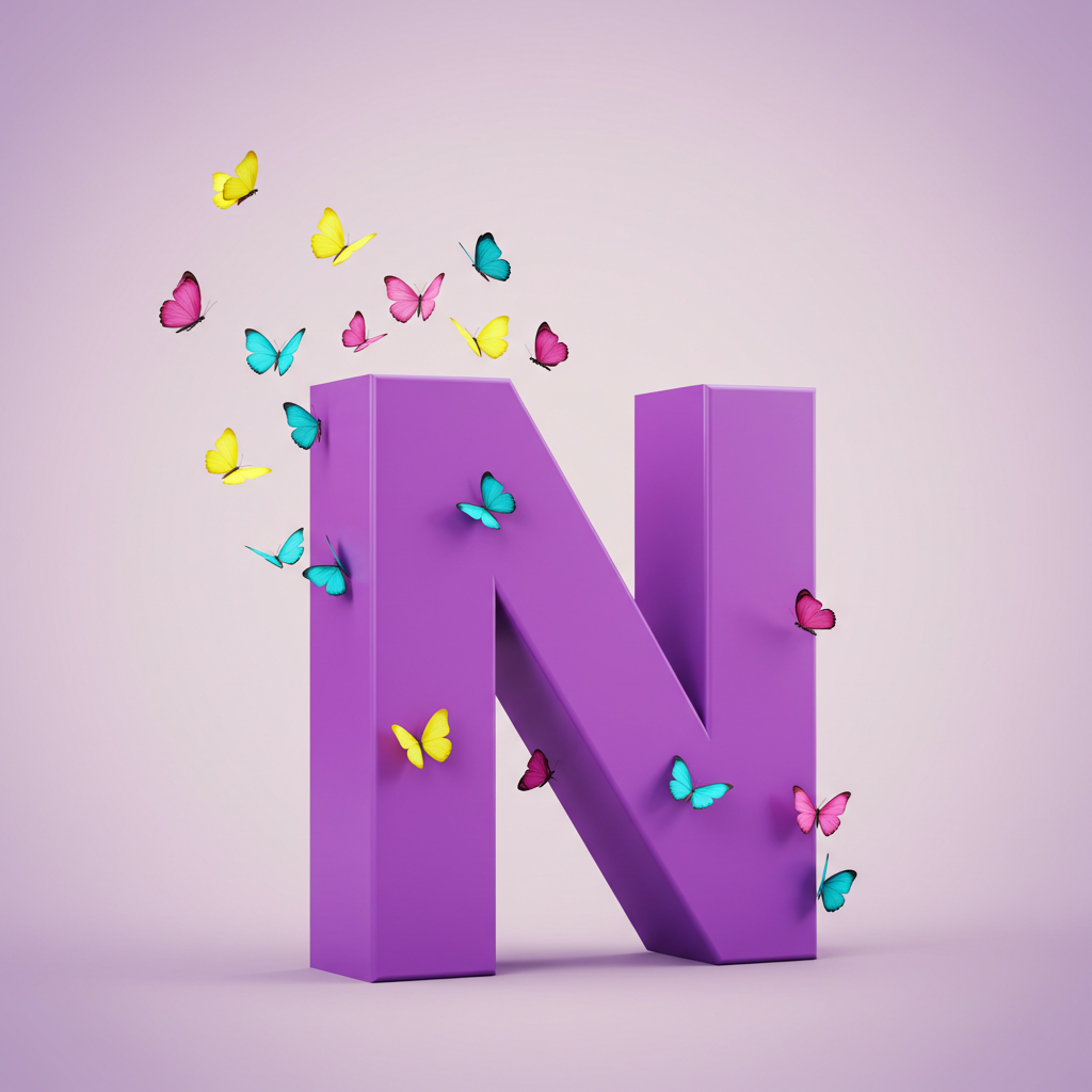 Colorful butterflies — litera N
