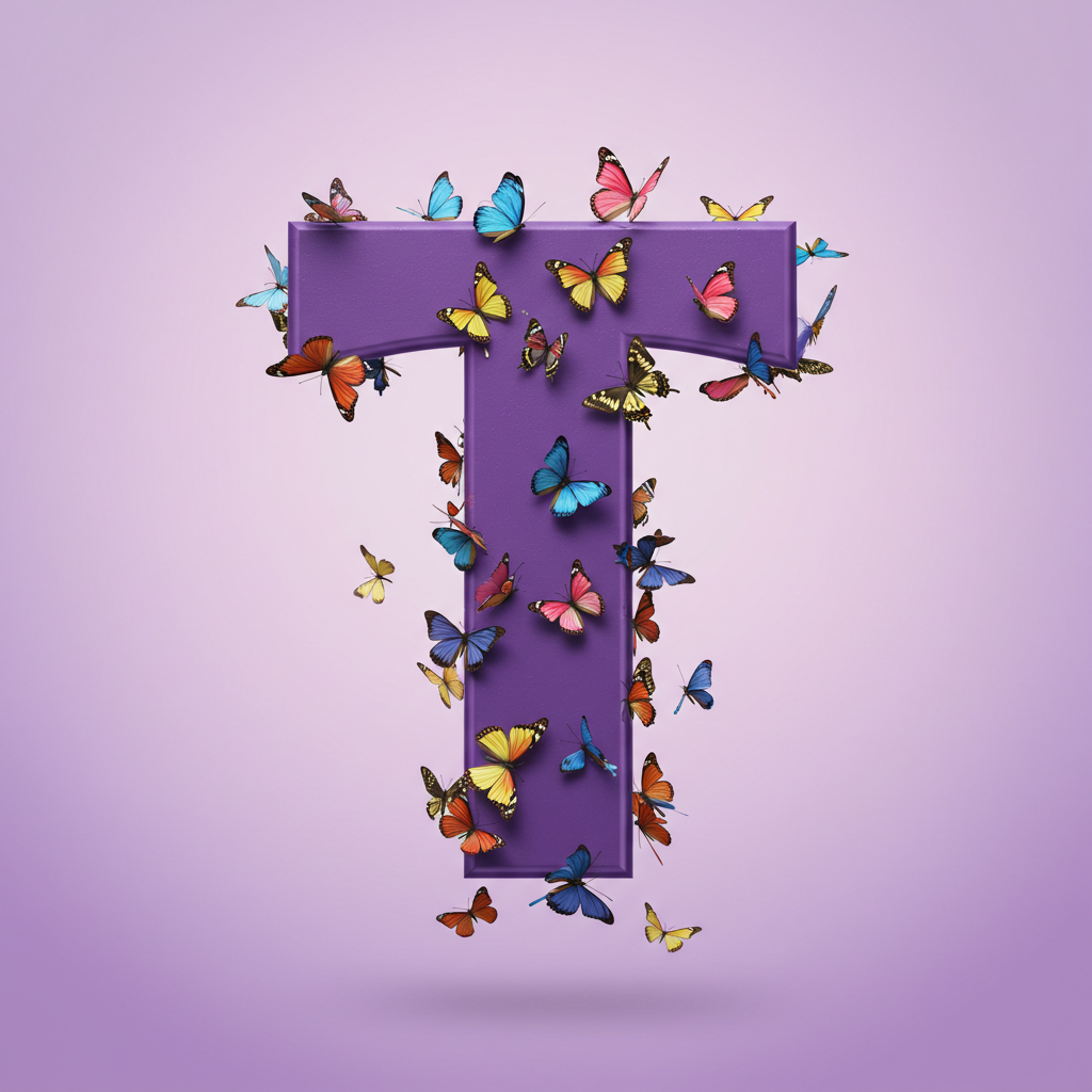 Colorful butterflies — litera T (wariant 2)