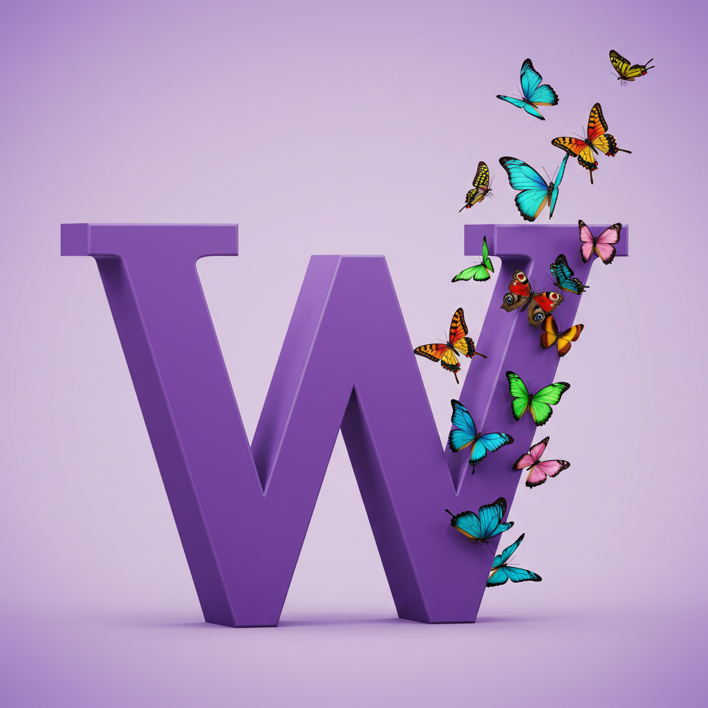 Colorful butterflies — litera W