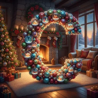 Colorful Christmas baubles — litera C
