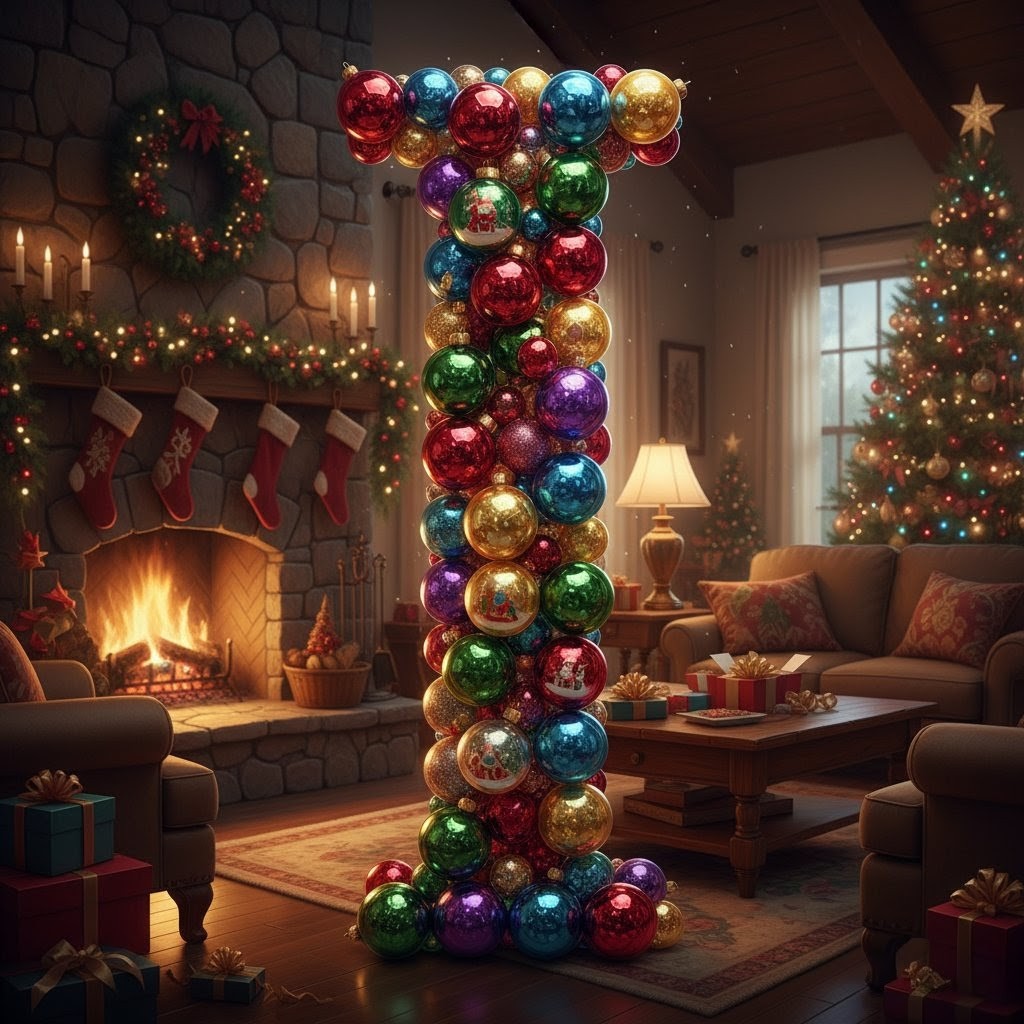 Colorful Christmas baubles — litera I