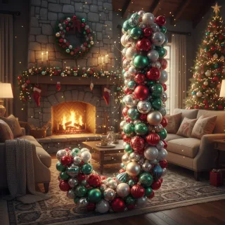 Colorful Christmas baubles — litera J