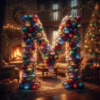 Colorful Christmas baubles — litera M