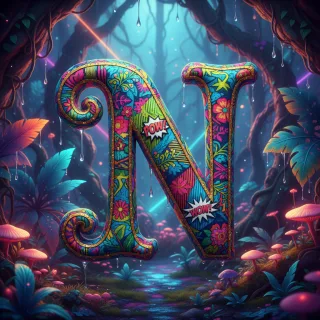Colorful fabric — litera N