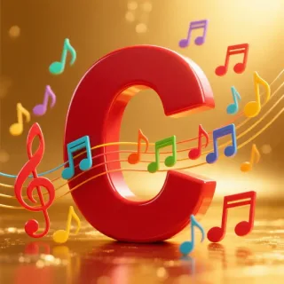 Colorful music notes — litera C