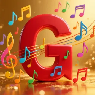 Colorful music notes — litera G