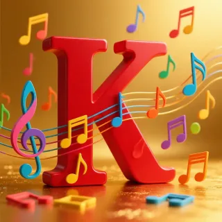 Colorful music notes — litera K