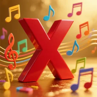 Colorful music notes — litera X