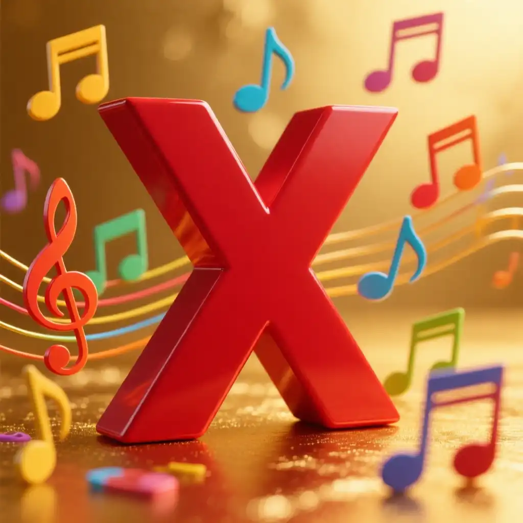 Colorful music notes — litera X