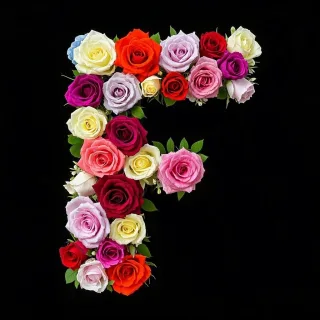 Colorful roses — litera F (wariant 2)