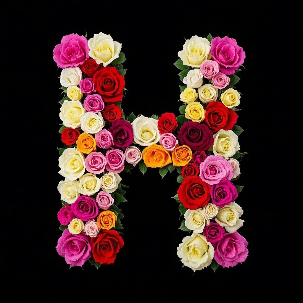Colorful roses — litera H (wariant 2)