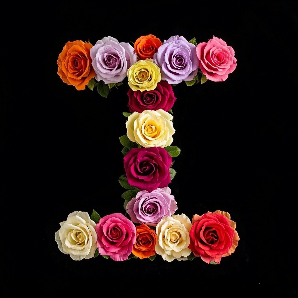 Colorful roses — litera I (wariant 2)