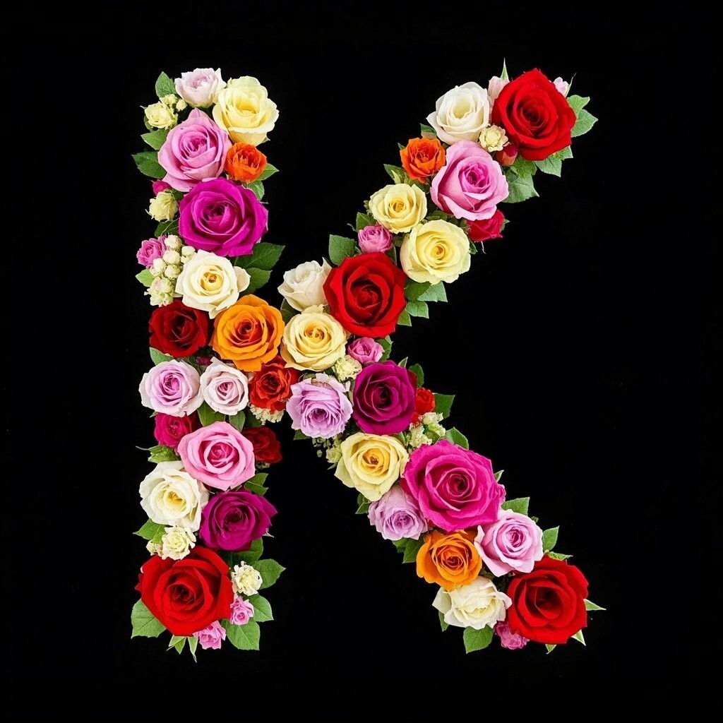 Colorful roses — litera K (wariant 2)
