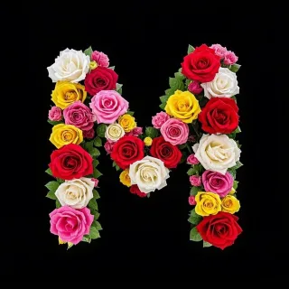 Colorful roses — litera M (wariant 2)