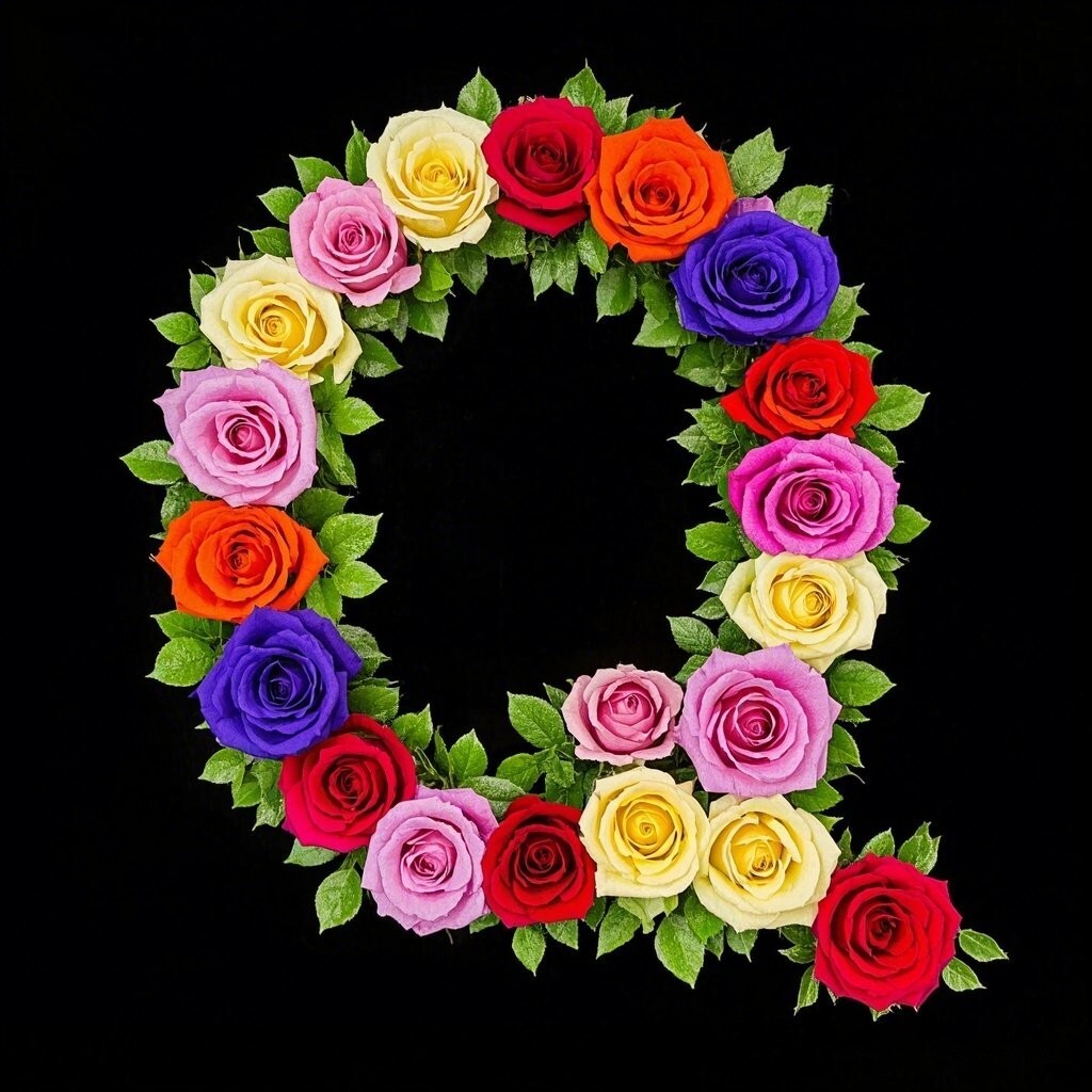 Colorful roses — litera Q (wariant 2)