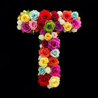 Colorful roses — litera T (wariant 2)