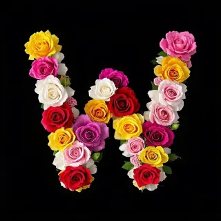 Colorful roses — litera W (wariant 2)