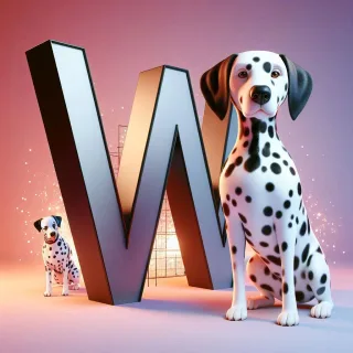 Dalmatian dog — litera W (wariant 2)