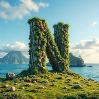 Easter island — litera N