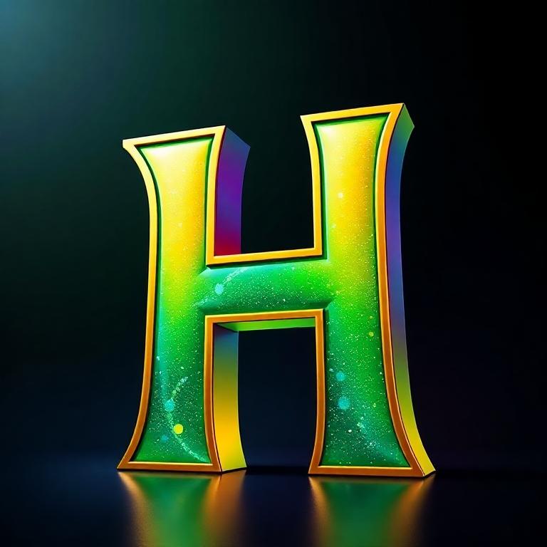 Gold and green bright — litera H