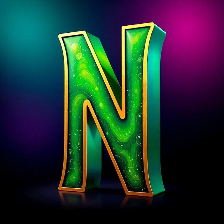 Gold and green bright — litera N
