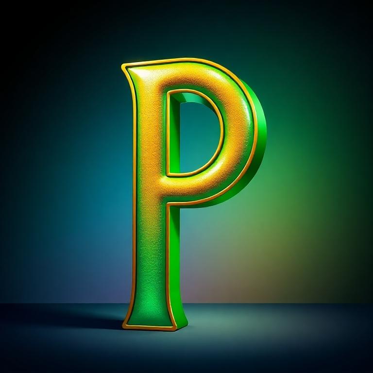 Gold and green bright — litera P