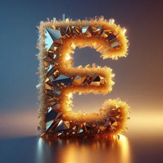Gold crystal — litera E (wariant 2)