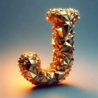 Gold crystal — litera J