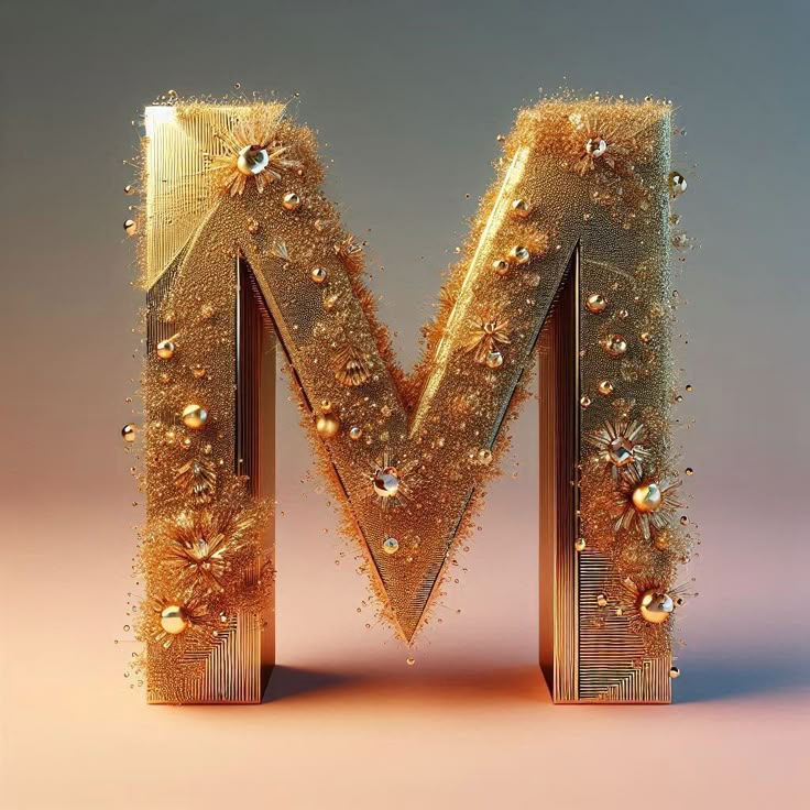 Gold crystal — litera M (wariant 2)