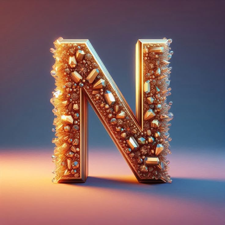 Gold crystal — litera N