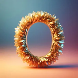 Gold crystal — litera O