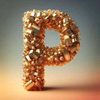 Gold crystal — litera P