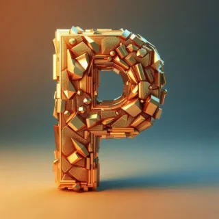 Gold crystal — litera P (wariant 2)