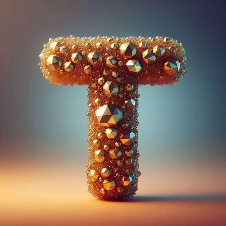 Gold crystal — litera T (wariant 2)