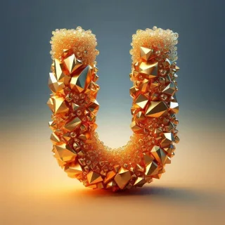 Gold crystal — litera U