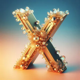 Gold crystal — litera X (wariant 2)