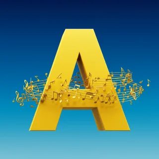 Gold music notes — litera A (wariant 2)