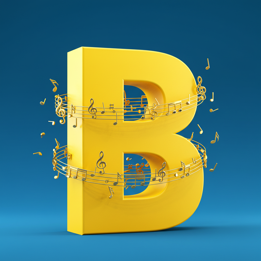 Gold music notes — litera B (wariant 2)