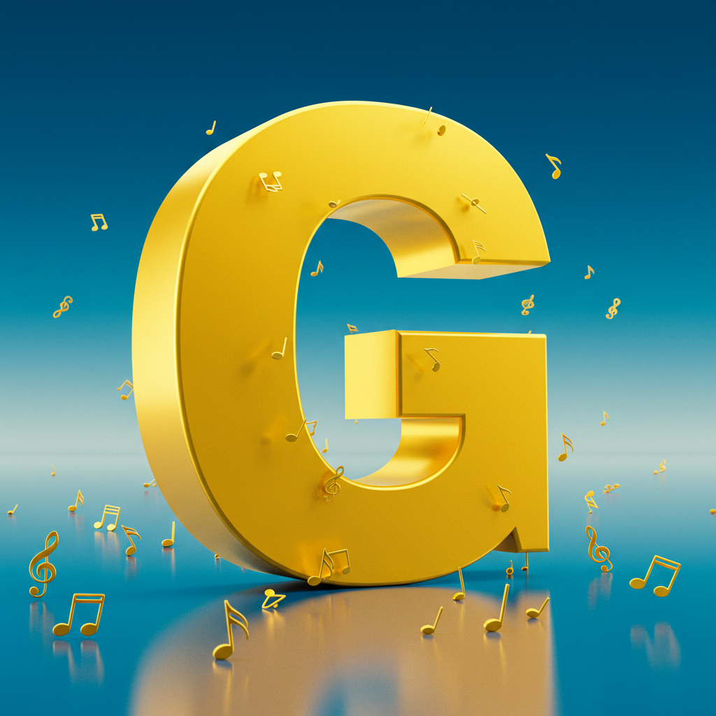 Gold music notes — litera G