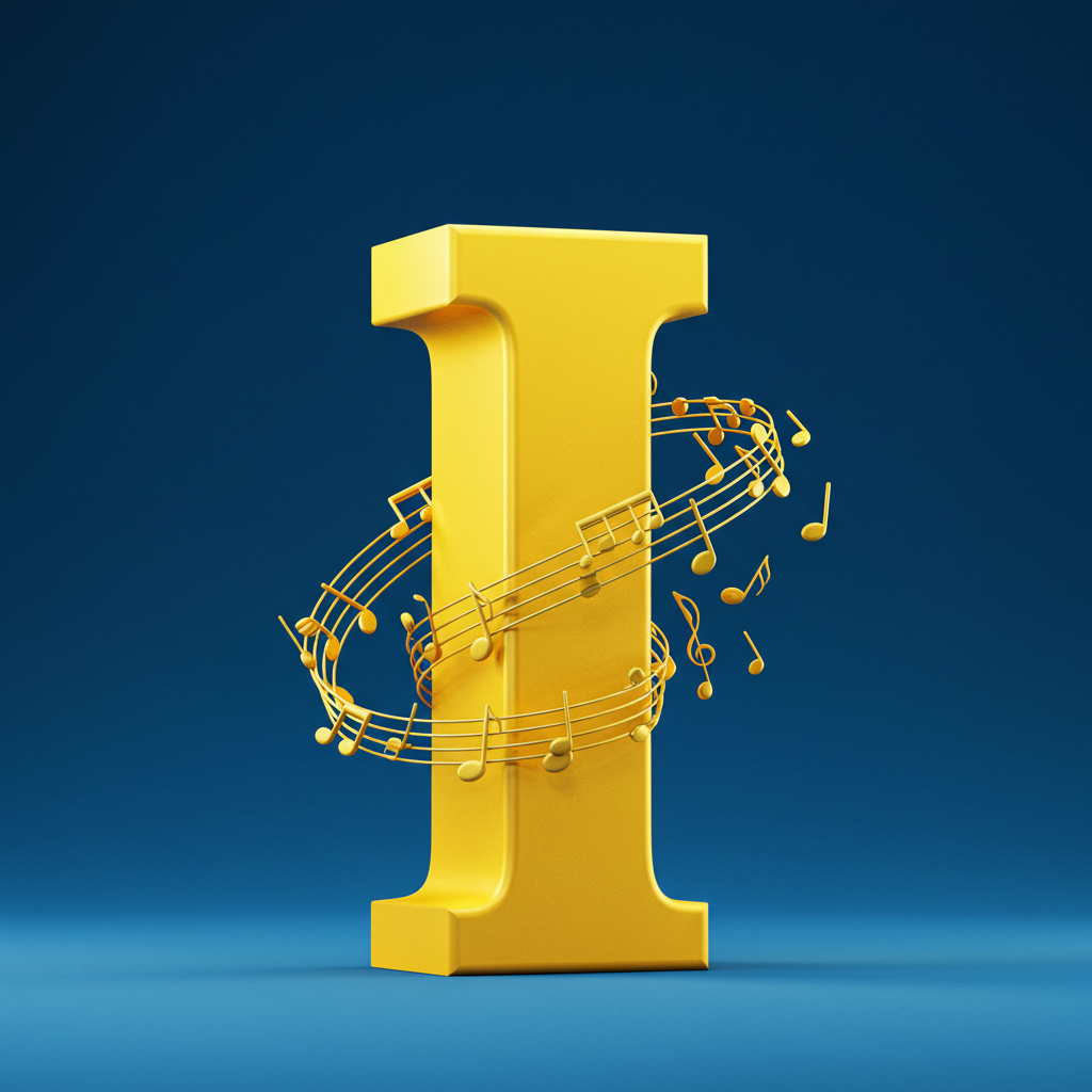 Gold music notes — litera I (wariant 2)