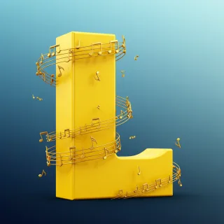 Gold music notes — litera L (wariant 2)