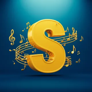 Gold music notes — litera S