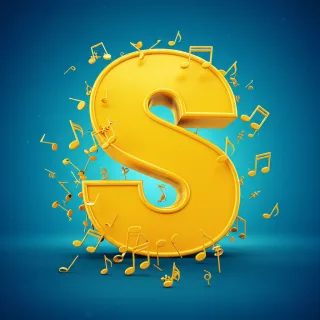 Gold music notes — litera S (wariant 2)