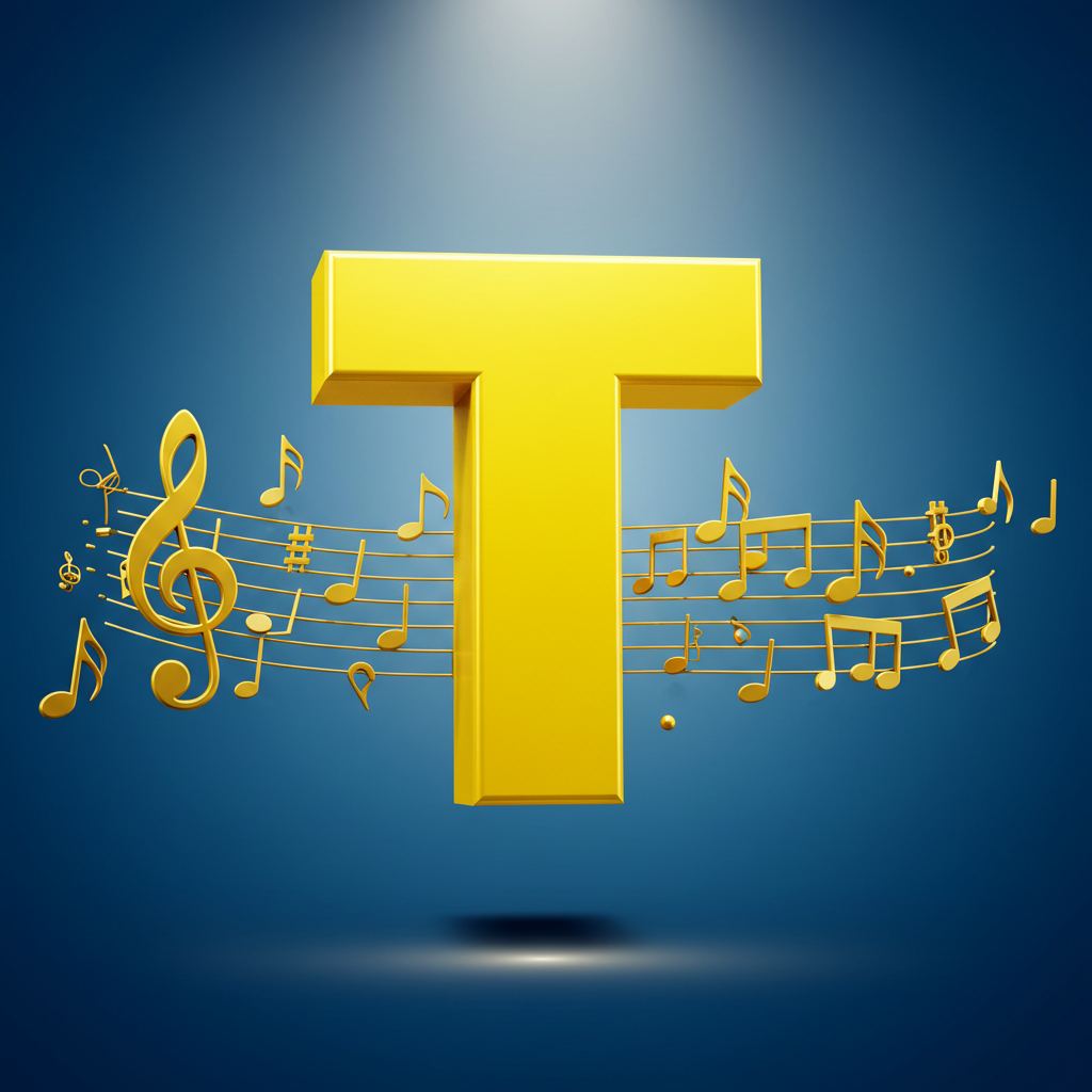 Gold music notes — litera T