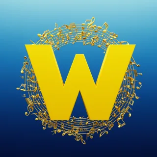 Gold music notes — litera W (wariant 2)