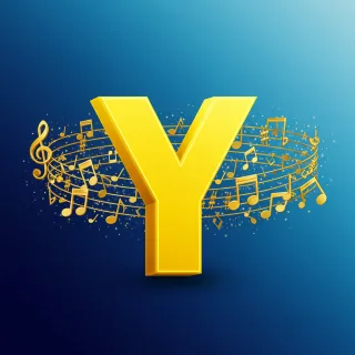 Gold music notes — litera Y (wariant 2)