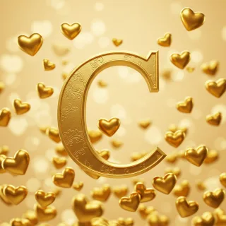 Golden hearts — litera C (wariant 2)