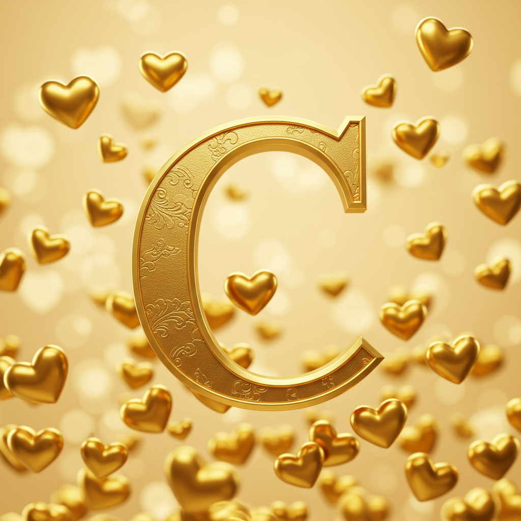 Golden hearts — litera C (wariant 2)