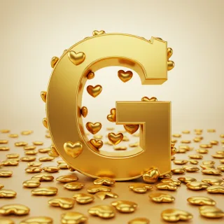 Golden hearts — litera G (wariant 2)